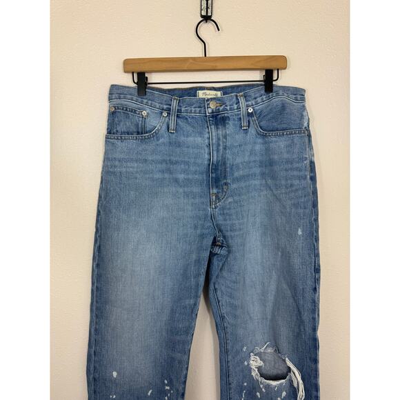 Madewell The Dad Jean 27 Paint Splatter Distressed Raw Hem 100% Cotton - Picture 4 of 7